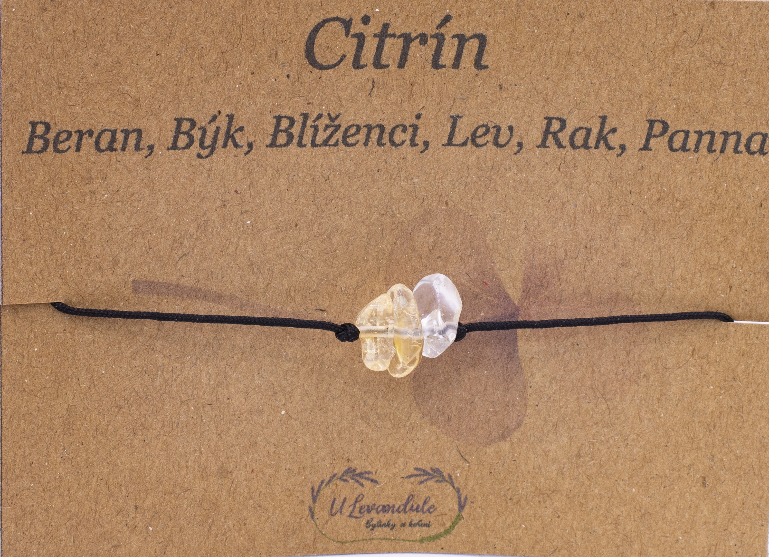 Šňůrkový náramek - Citrín