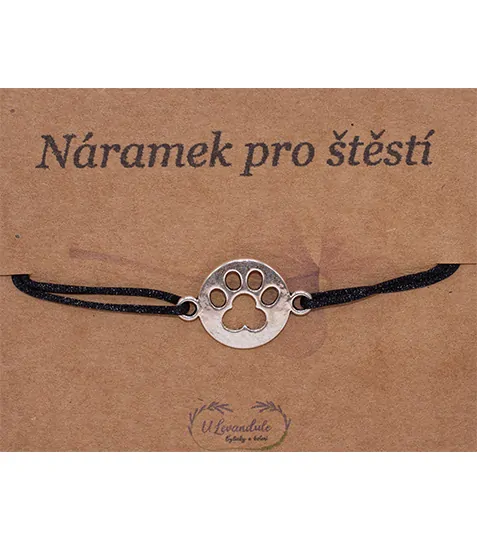 Šňůrkový náramek - Psí tlapka stříbrná