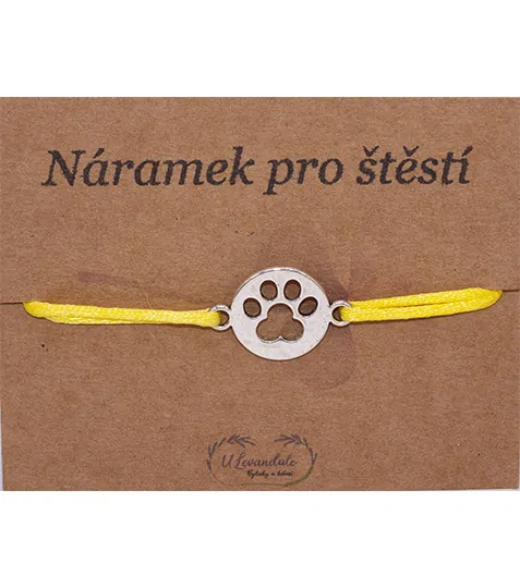 Šňůrkový náramek - Psí tlapka stříbrná