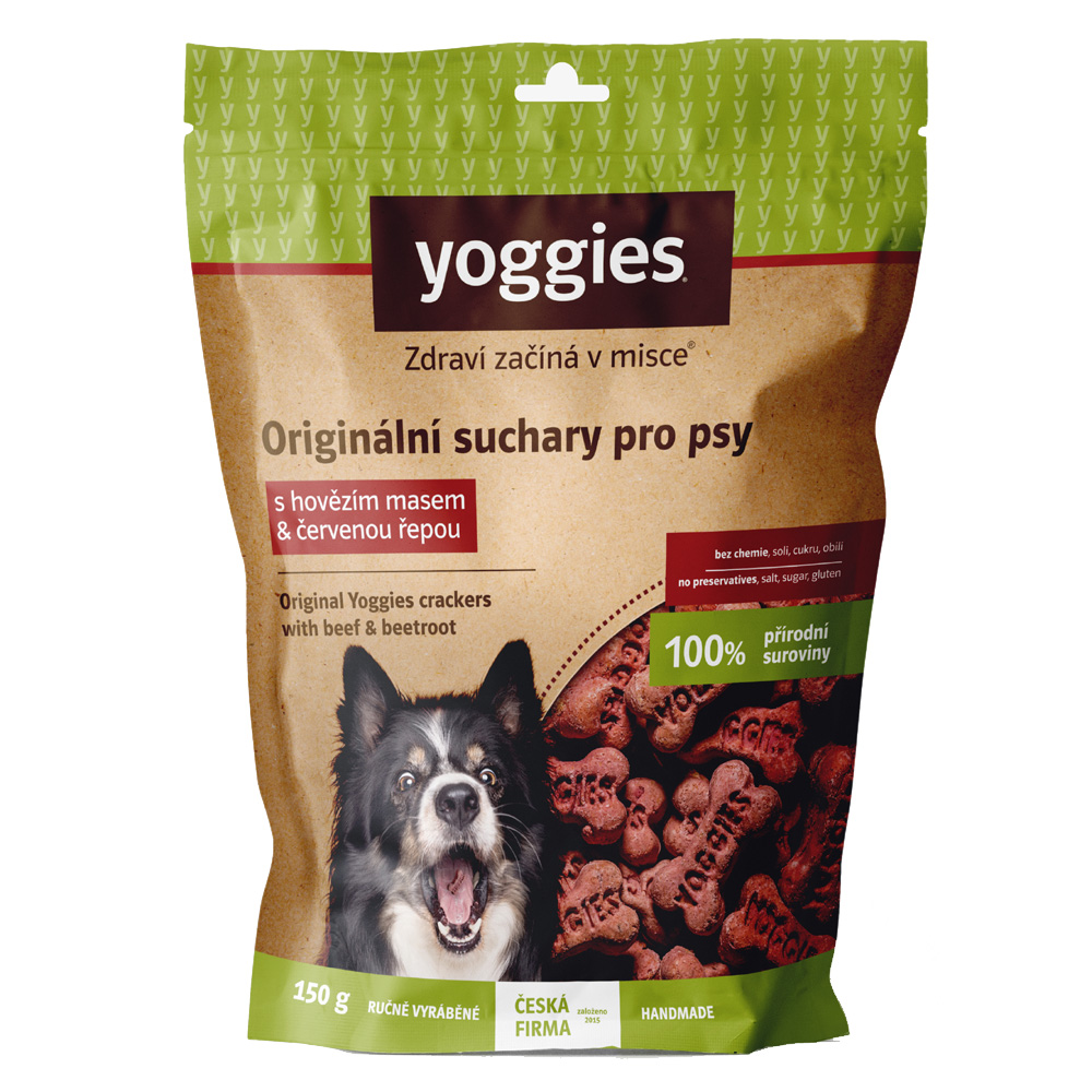 Yoggies Bezlepkové suchary s hovězím masem a červenou řepou 150g
