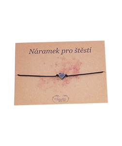 Šňůrkový náramek - Srdíčko grafit