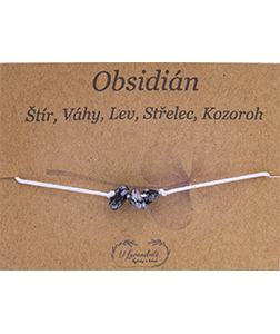 Šňůrkový náramek - Obsidián