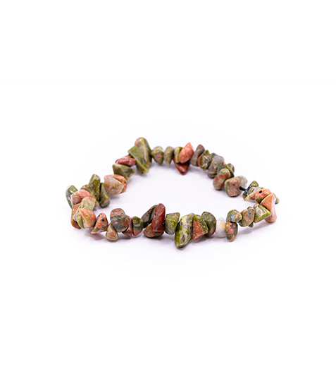 Náramek z minerálních zlomků - Unakit