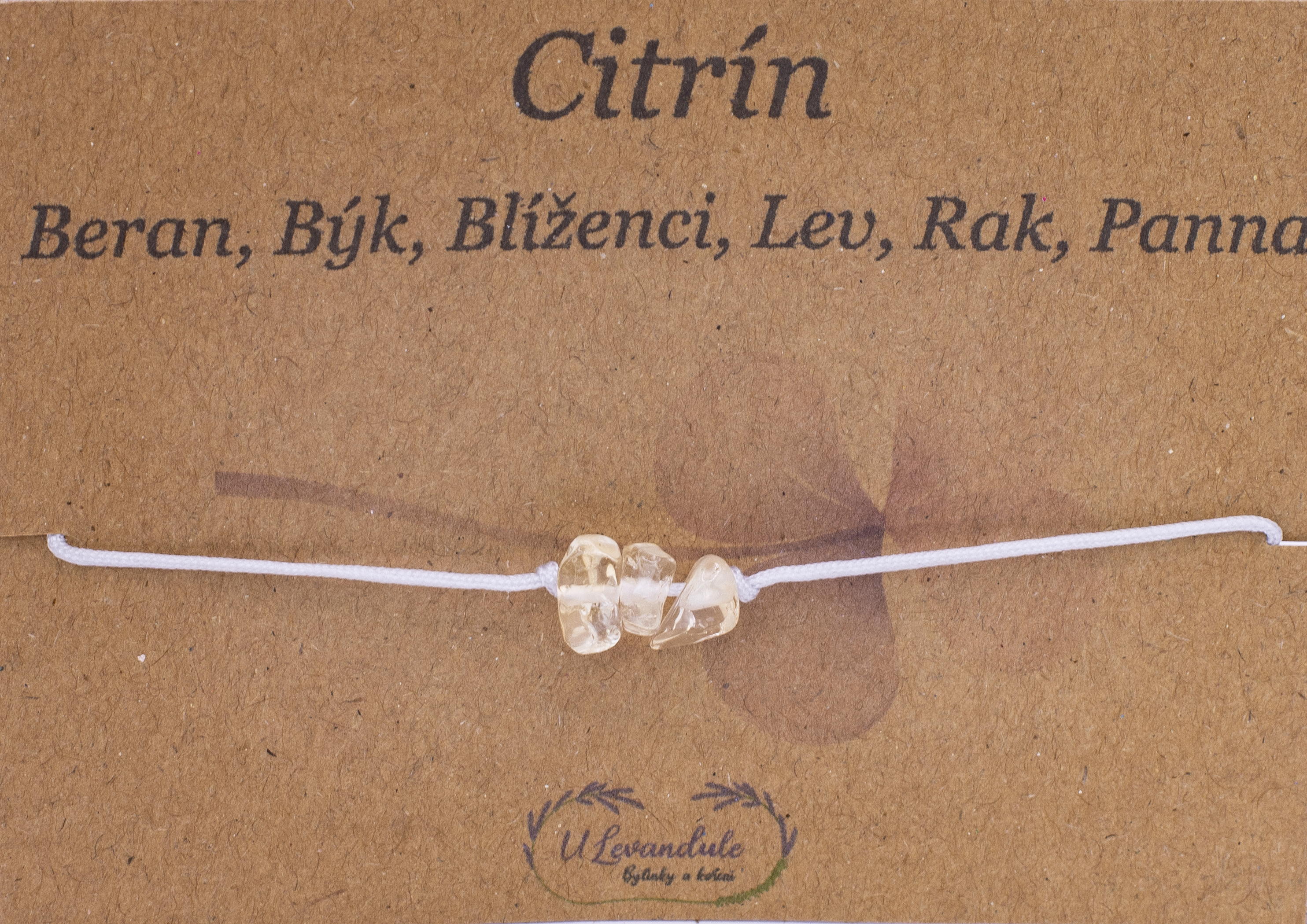 Šňůrkový náramek - Citrín