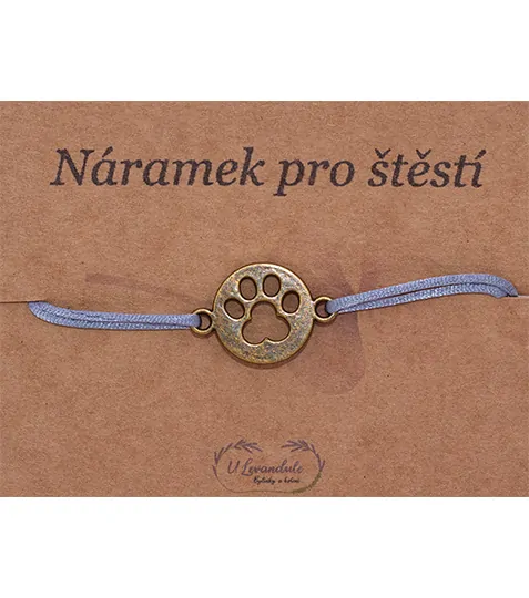 Šňůrkový náramek - Psí tlapka bronzová 