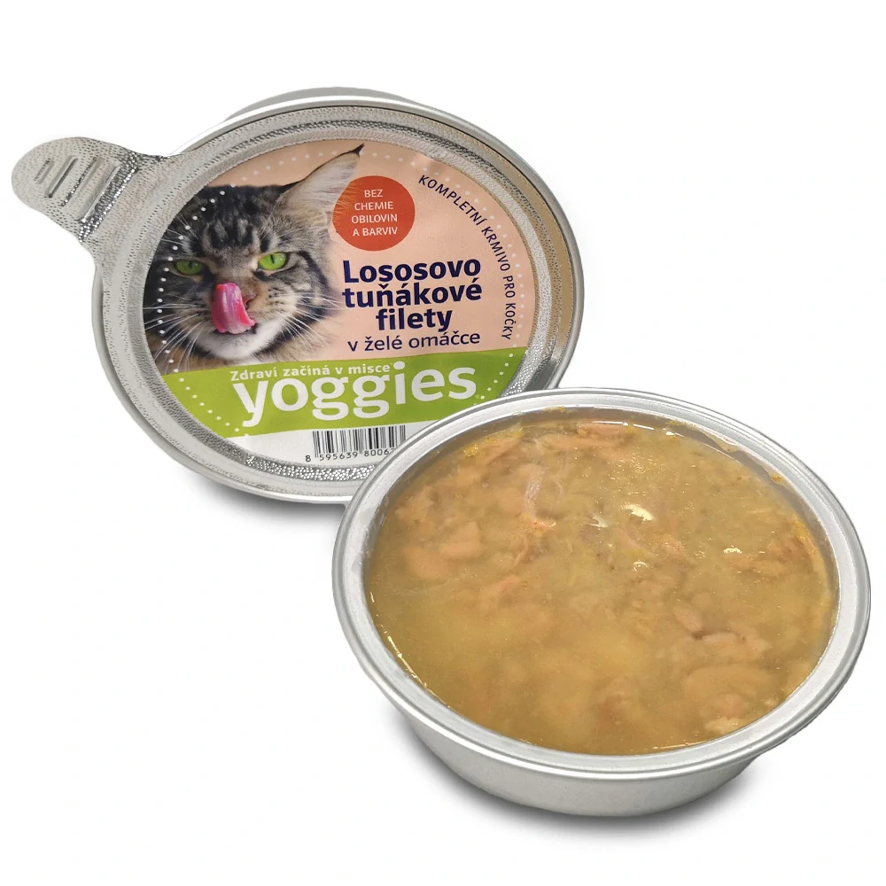 85g Yoggies mistička pro kočky s lososem, tuňákem a želé omáčkou