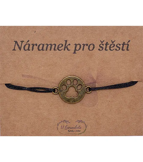 Šňůrkový náramek - Psí tlapka bronzová 