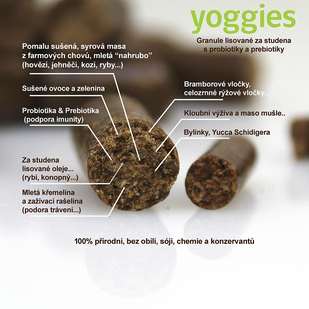 2kg Yoggies Kuřecí&hovězí maso, minigranule lisované za studena s probiotiky