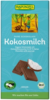 Bio vegan čokoláda Kokosové mléko Rapunzel