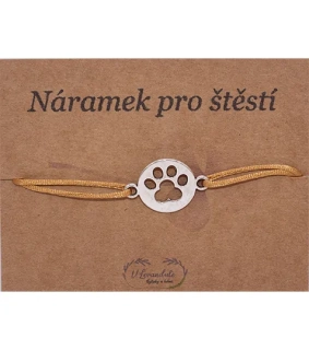 Šňůrkový náramek - Psí tlapka stříbrná 