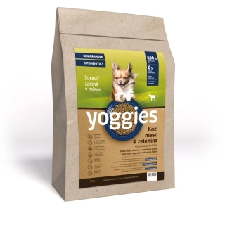 2 kg Yoggies Kozí maso&zelenina, hypoalergenní minigranule lisované za studena s probiotiky