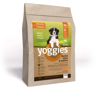 2kg Yoggies Active Kachní maso&zvěřina, minigranule lisované za studena s probiotiky