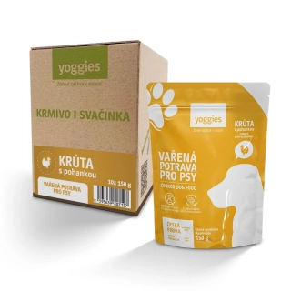 10x150g Yoggies Vařená potrava pro psy – krůtí maso s pohankou (krabice)