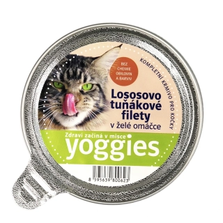 85g Yoggies mistička pro kočky s lososem, tuňákem a želé omáčkou