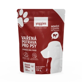 150g Yoggies Vařená potrava pro psy – hovězí maso s quinoou
